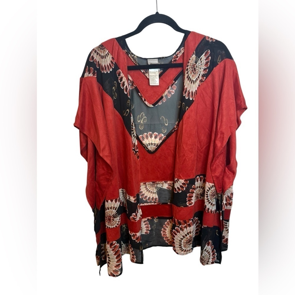 Chico’s Bohemian Red Faux Suede Kimono